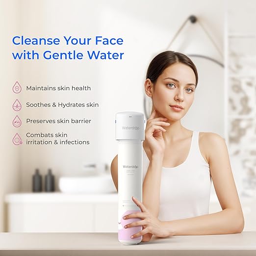 Waterdrop Water Filter for Bathroom for Face Care, Soft Water, Strontium-enriched, Reduce 99.9% of Baçtёria in Bathroom Sink Faucet, Reduces Skin Redness and Irritation, WD-BFU1