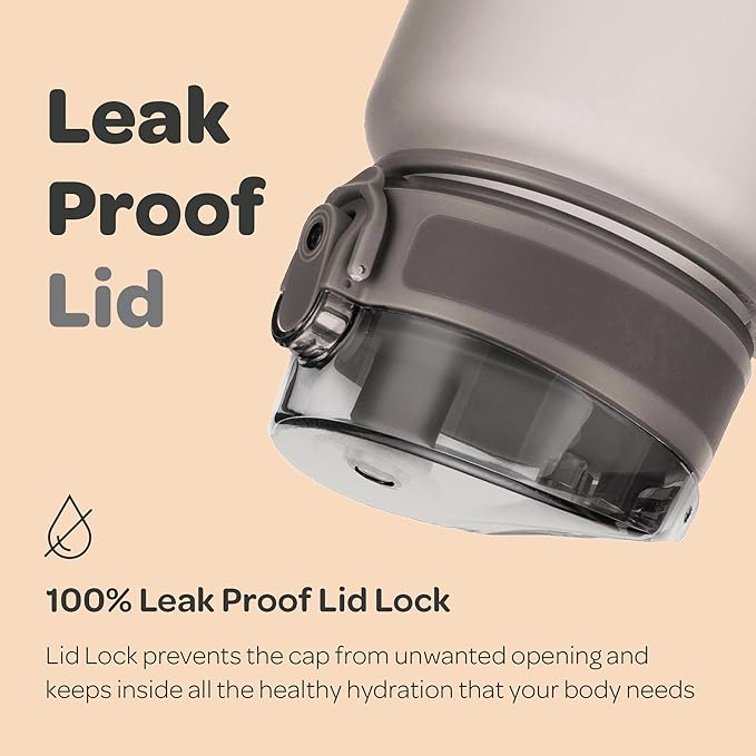 Hydracy Water Bottle with Time Marker -Large BPA Free Water Bottle & No Sweat Sleeve -Leak Proof Gym Bottle with Fruit Infuser Strainer & Times to Drink -Ideal for Fitness Sports & Outdoors