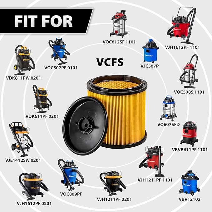 Vacmaster Standard Cartridge Filter and Retainer for Dry Pick-Up – VCFS