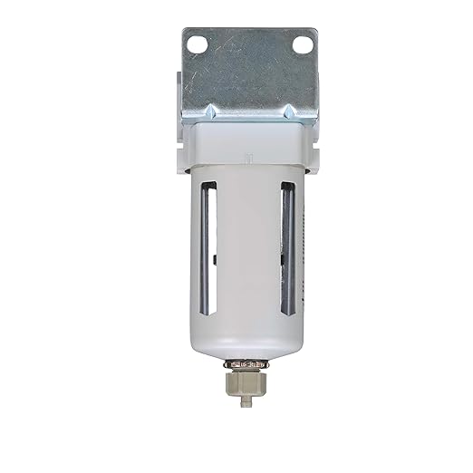 PneumaticPlus SAFM400-N04B Compressed Air Coalescing Filter, 0.1 Micron, 1/2" NPT - Poly Bowl, Manual Drain, Bracket