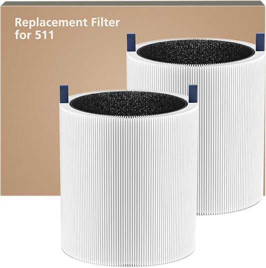 2 Pack 511 Replacement Filter Compatible with Blueair Blue Pure 511 Air Purifier, 2-in-1 HEPA Filters with Particle and Activated Carbon Replacement Filter (Not Fit for 511 Auto)