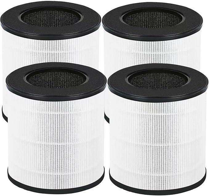 B-D02U Filter Replacement, Compatible with VEWIOR B-D02U Air Purifier and MOO-KA B-D02L and KOIOS B-D02L Air Purifier, 4Pack