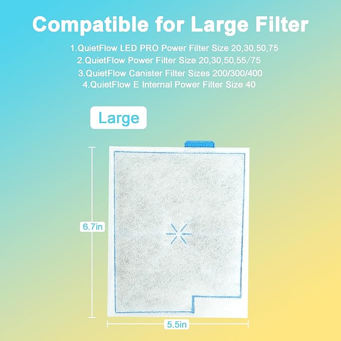 16Pack Large Filter Cartridges Replacement Compatible with Aqueon QuietFlow LED PRO Size 20,30,50,75/Power Filter Size 20,30,50,55/75, E Internal 40 and Canister (Extra 12Pcs Filter Pads)