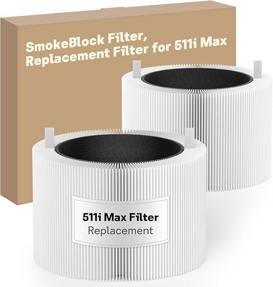 Leemone 511i Max SmokeBlock Filter Replacement Compatible with Blue Pure 511i Max Air Puri-fier, Blue Pure F5MAX, 2 Pack