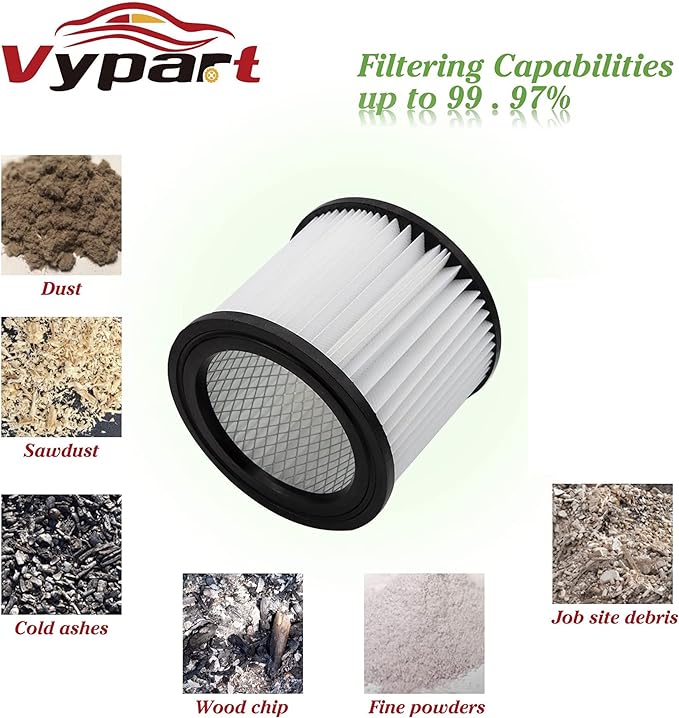 90398 HEPA Replacement Filter - Small Cartridge Vacuum Filter Pack of 2 Fit for Shop-Vac 90398/118692, 9039800, 903-98, 903-98-00 Wet and Dry Vacuum (2 Filters+ 1 Brush)