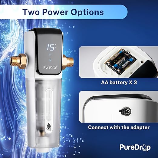 PDR-ARB100WSP Spin Down Sediment Water Filter, Auto Flushing Module with Touch-Screen, Reusable Whole House Sediment Filter for Well Water w/Scraper, 100-Micron Prefilter Filtration System