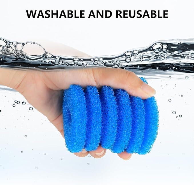 Bio Filter Sponge for Aquariums - 4 Pack, Washable and Reusable, Replacement Biological Filter Sponge Media for Fish Tanks