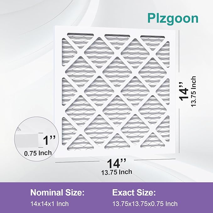 14x14x1 Air Filter MERV 11 (2 Pack) MPR 1000 Pleated AC Furnace Filters Replacement Compatible with Air Conditioner AC HVAC Furnace (Exact Dimensions: 13 3/4x13 3/4x3/4 Inches)