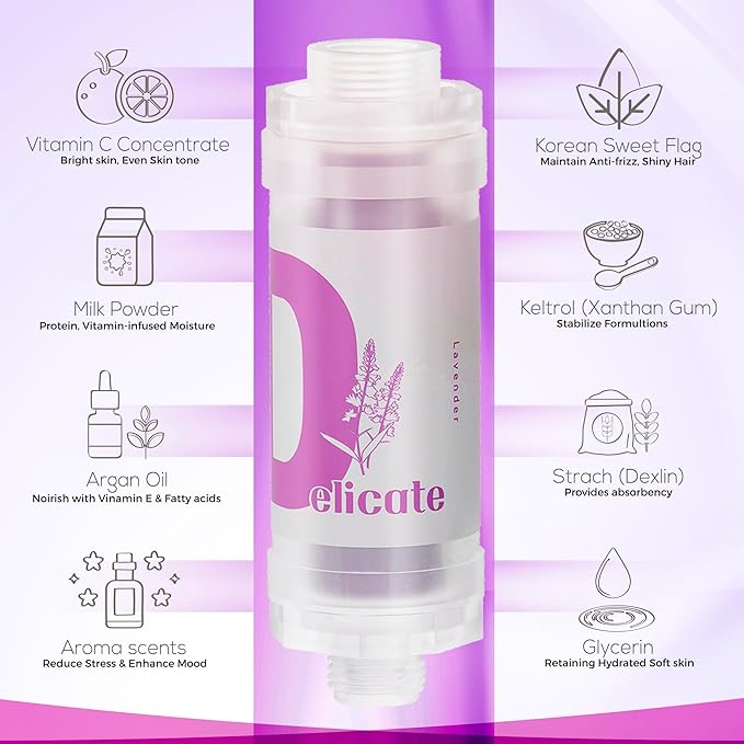 Universal Vita C Shower Filter: Unveil Radiant Skin & Hair with K-Beauty Secrets (Delicate-Lavender)