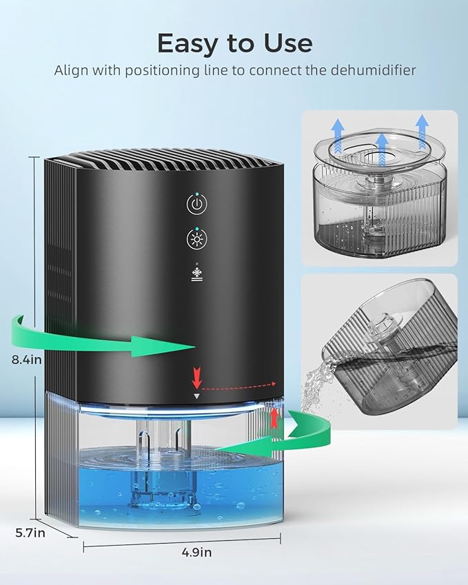 Dehumidifiers for Home, 33oz Dehumidifier for Bedroom with Auto Shutoff, Auto Defrost, Ultra-Quiet Energy Saving for Bathroom Closet Wardrobe Office RV (330sq. ft)