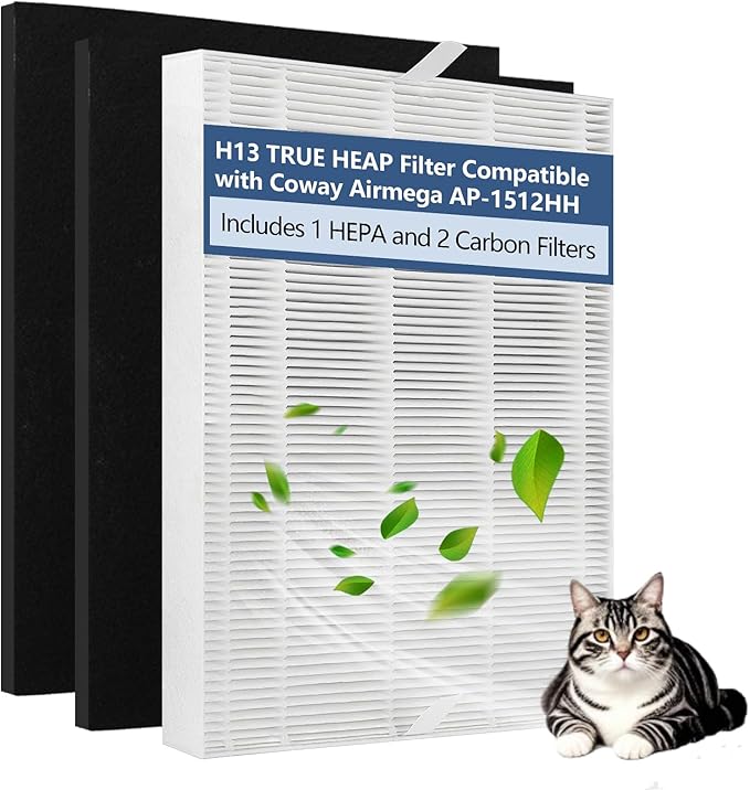 AP-1512HH Air Filter Set, Replacement Filter for Coway Airmega AP1512HH AP-1518 & 200M Mighty Air Purifiers, Part # 3304899, 1 True HEPA and 2 Carbon Pre-Filters
