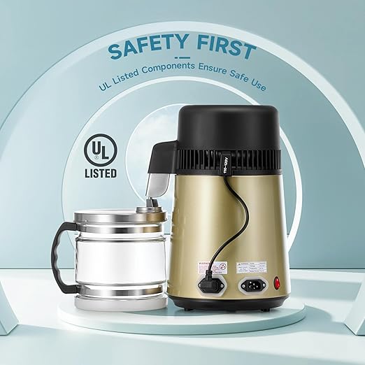 CO-Z Water Distiller, Stainless Steel Distilling Pure Water Machine for Home Countertop Table Desktop, 4L Distilled Water Making Machine, 4 Liter Water Purifier to Make Clean Water for Home