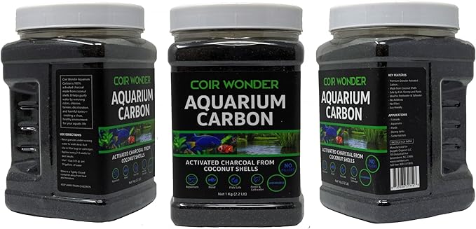 Aquarium Filter Carbon – Activated Charcoal Media for Fish Tank & Pond Filters – 1 Kg (2.2 lb) – Steam Activated Coconut Shell Carbon Granules – Coir Wonder