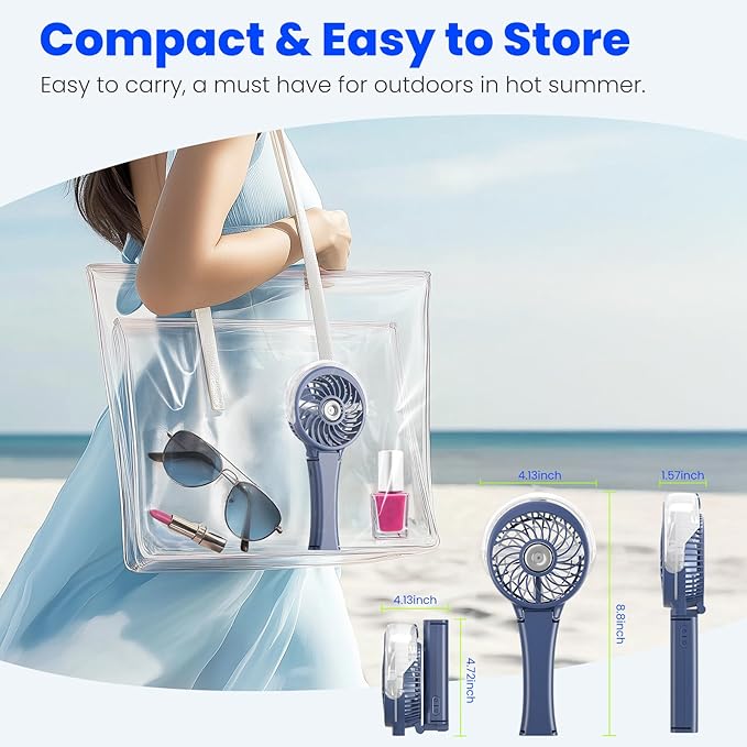 HandFan 2025 Upgraded Portable Misting Fan, Two Button Easy Operation, Handheld Rechargeable Mister Fan, Spray Water Mist Fans, Mini Electric Cooling Fans for Travel, Outdoors, Disney(Royal Blue)