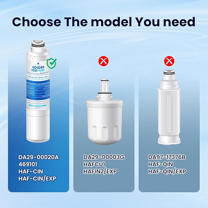 GOLDEN ICEPURE RWF0700A Refrigerator Water Filter Replacement for Samsung DA29-00020B, HAF-CIN/EXP, RF263BEAESR, RF28HMEDBSR, RF28HFEDTSR, RF28HFEDBSR, 3PACK