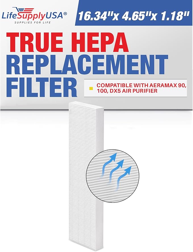 True HEPA Filter Replacement Compatible with AeraMax 90, 100, DX5 Air Purifier by LifeSupplyUSA