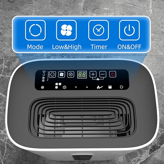 5000 sq.ft dehumidifier for basements with drain Hose, 80 pint dehumidifiers for home with 1.7 Gallons large Water Tank and 4 Modes Operation Auto Shut-off,24H Timer,Child Lock,Defrost,Silent