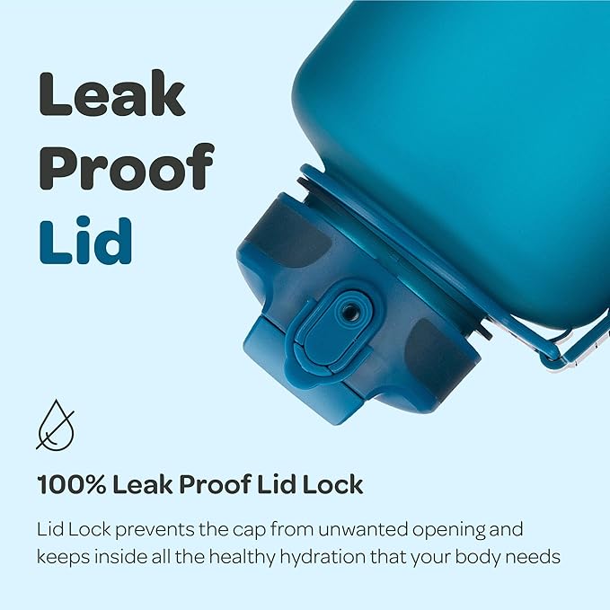 Hydracy Water Bottle with Time Marker -Large BPA Free Water Bottle & No Sweat Sleeve -Leak Proof Gym Bottle with Fruit Infuser Strainer & Times to Drink -Ideal for Fitness Sports & Outdoors