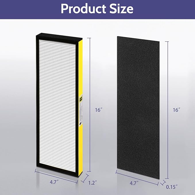 FLT4825 HEPA Filter B Replacement for Germ Guardian Air Purifier Filter Replacement for AC4825 AC4300 AC4800 AC4850 AC4900 Filter Replace, 4 Pack HEPA Filter B + 4 Carbon Pre-Filters