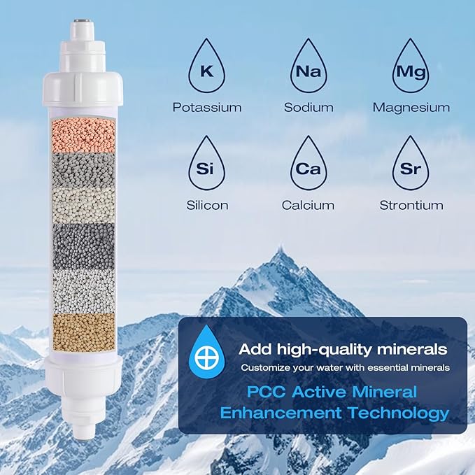 H&G Lifestyles Remineralization Filter,Water Remineralizer for Reverse Osmosis, Mineral Water Filter with 1/4" Quick Connect Thread, Restore Essential Minerals for RO Water System,1,500 Gallons