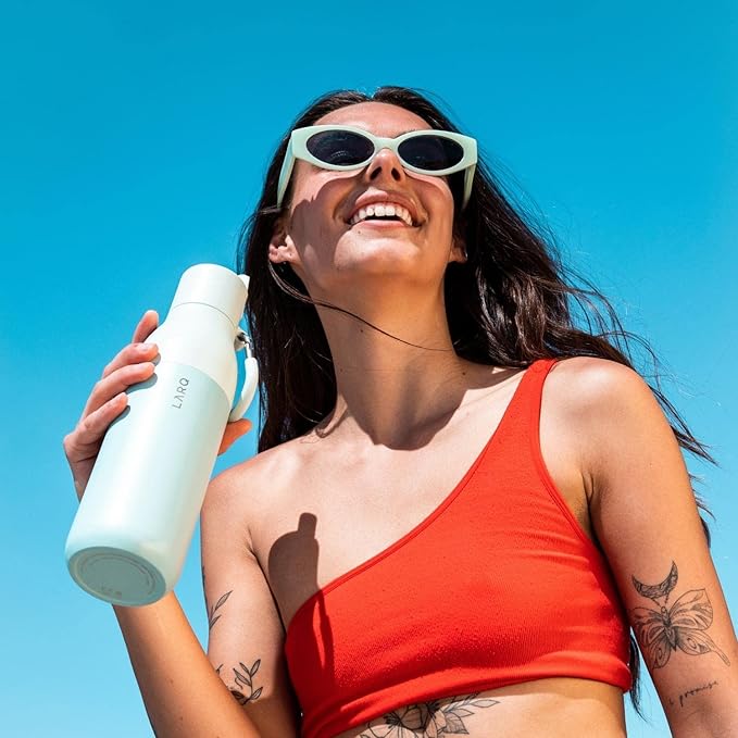 LARQ Bottle Flip Top 17 oz - Reusable Insulated Stainless Steel Water Bottle With Straw | BPA Free | For Sports, Gym, and Travel | Keep Drinks Cold for 24 Hours, Seaside Mint