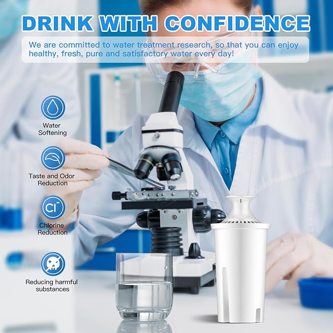 Water Fiter Replacement Fit for Brita Water Filter & Pitchers, Water Pitcher Filter Compatible with Brita Classic, Mavea, Ob03, 107007 35557, Reduce Chlorine and Heavy Metals (3)