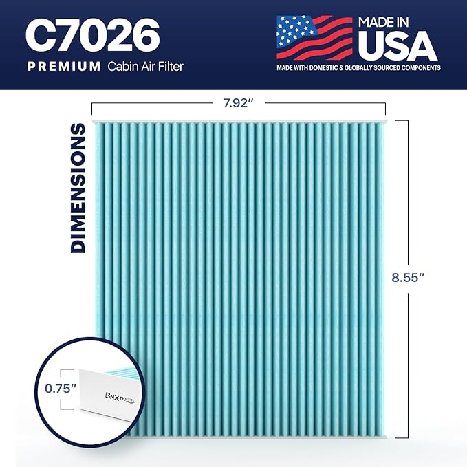 BNX TruFilter C7026 Cabin Air Filter, HEPA 99.97%, Compatible With Toyota: Corolla, Matrix