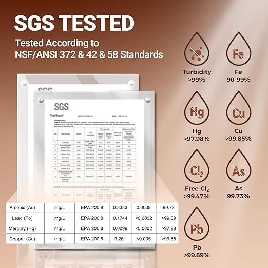 Ecoviva 0.01μm Ultra-Filtration Under Sink Water Filter System, 800G Tankless Water Filtration System, No Electricity & Zero Waste, Filters Heavy Metals, Includes Faucet, No Drilling Required(NOT RO)