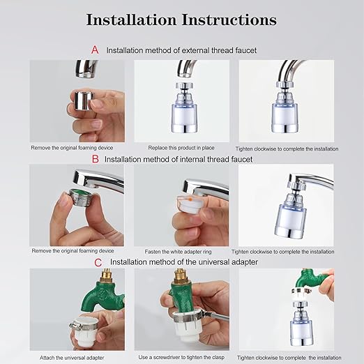 Kitchen Faucet Filter, 360° Rotating for Household Kitchen tap Water, Splash-Proof and Pressure-Increasing Filter for Sink Faucet, Shower Head. (Long Style-1)