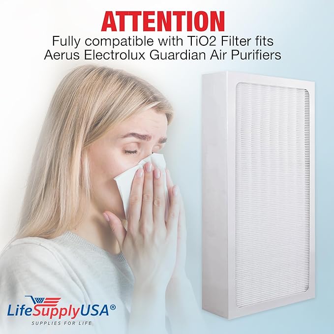 SmokeStop True HEPA Filter Compatible with Eletrolux Aerus Guardian Air Series Air Purifier by LifeSupplyUSA (HEPA-TiO2)
