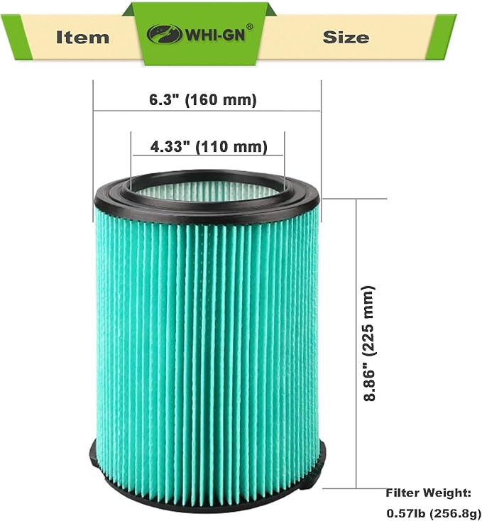 VF6000 Filter Replacement for Rigid Shop Vac Filter 5-20 Gallon, 5-LAYER HEPA Cartridge 97457 + VF3502 Vacuum Bags 23743 2-LAYER High Efficiency for RIDGID 12-16 Gal Wet/Dry Vacuums (2FILTER + 5BAGS)