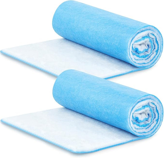 Buryeah 2 Rolls of 120 Inch Air Vent Filters Blue and White, DIY Size Filter, Dustproof Floor Vent Media Pad for Aquarium HVAC Home, 25" Wide