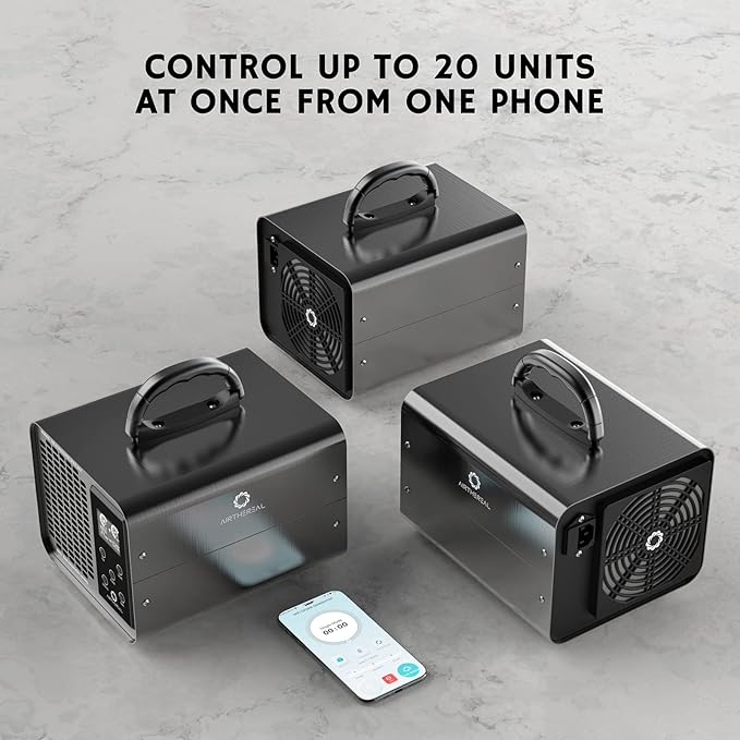 Airthereal MA10K-PRO SMART WiFi Ozone Generator - High Ozone Output Capacity Ozonator- Odor Remover, Deodorizer, Sterilizer - Adjustable Output and Timer Settings for Any Size Room - Black