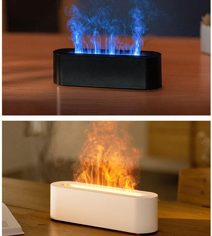 Yoidesu Flame Diffuser Humidifier, 7 Flame Colors, USB Plug Design, Waterless Automatic Power Outage, 150ml Large Capacity Water, Three Lighting Modes (DQ709 Black)