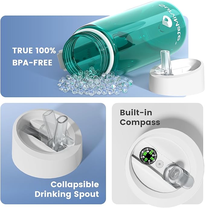 SurviMate Purified Water Bottle for Camping, Hiking, Backpacking and Travel, BPA Free with 5-Stage Intergrated Filter Straw