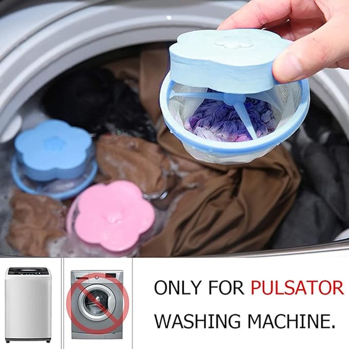 10Pcs Washing Machine Filter Bag, Reusable Washing Machine Floating Lint Mesh Bag Plum-Shaped Cleaning Mesh Bag Portable Washer Lint Catcher for Home(Blue)