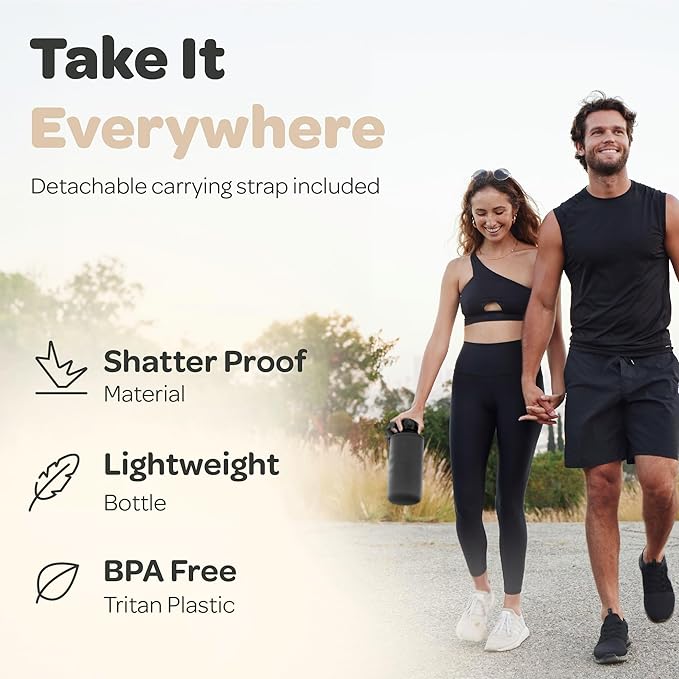 Hydracy Water Bottle with Time Marker -Large BPA Free Water Bottle & No Sweat Sleeve -Leak Proof Gym Bottle with Fruit Infuser Strainer & Times to Drink -Ideal for Fitness Sports & Outdoors