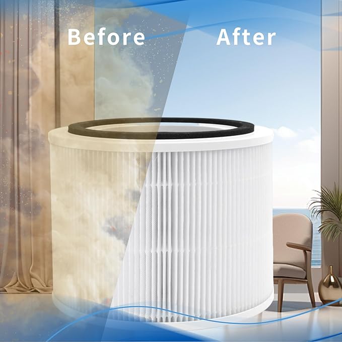 2 Pack H14 True HEPA Replacement Filter for Puro 240 Air Purifier, 3-in-1 True HEPA Replacement Filter with High Efficiency Activated Carbon Filtration