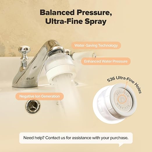 Tap Water Filter for Sink Faucet - Filtration with Vitamin C Gel, Removes Chlorine & Impurities, Bathroom Faucet Purifier for Sensitive Skin Care, Easy to Install, Made in Korea - Pure White