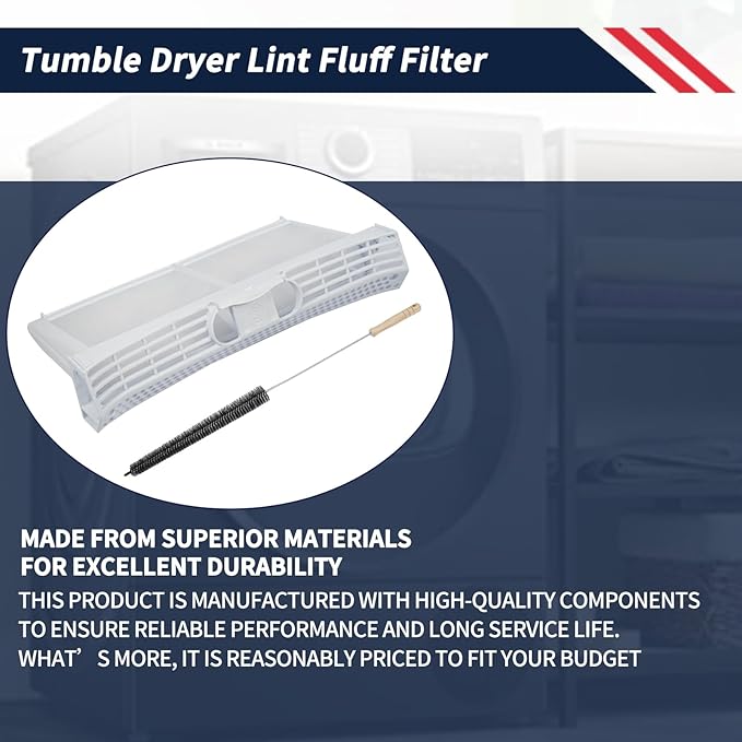 00652184 Tumble Dryer Lint Fluff Filter 652184 Compatible with Bosch, Siemens, Neff Dryers Replace AP4568439 PS3480699 00645174 Dryer Lint Screen Filter