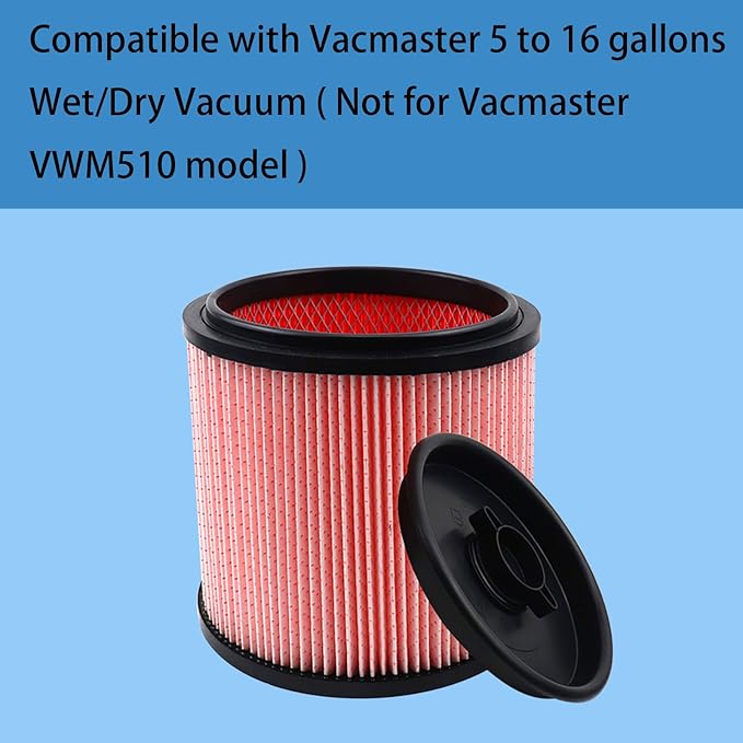 2 Pack HEPA Filter Compatible with Vacmaster Standard Cartridge Filter & Retainer 5 to 20 Gallon Wet/Dry Vacs, Compare to Part# VCFS & VCFF