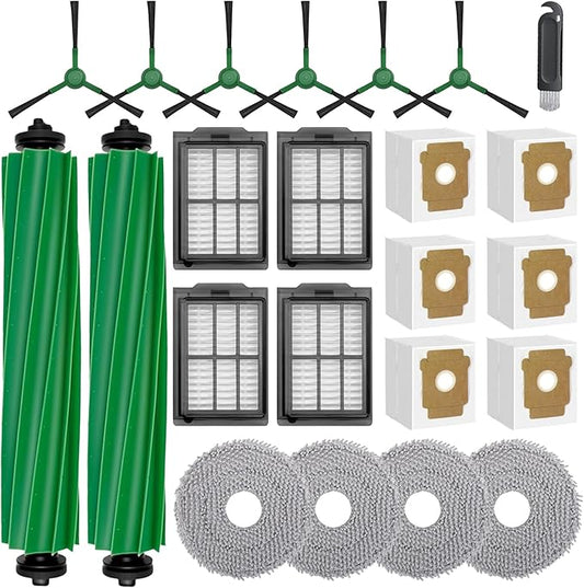 23PCS Replacement Parts Kit for iRobot Roomba Plus 505/405 Combo Robot Vacuum, Includes 2 Roller Brushes, 4 Mop Pads, 4 HEPA Filters, 6 Side Brushes, 6 Vacuum Bags, 1 Cleaning Tool