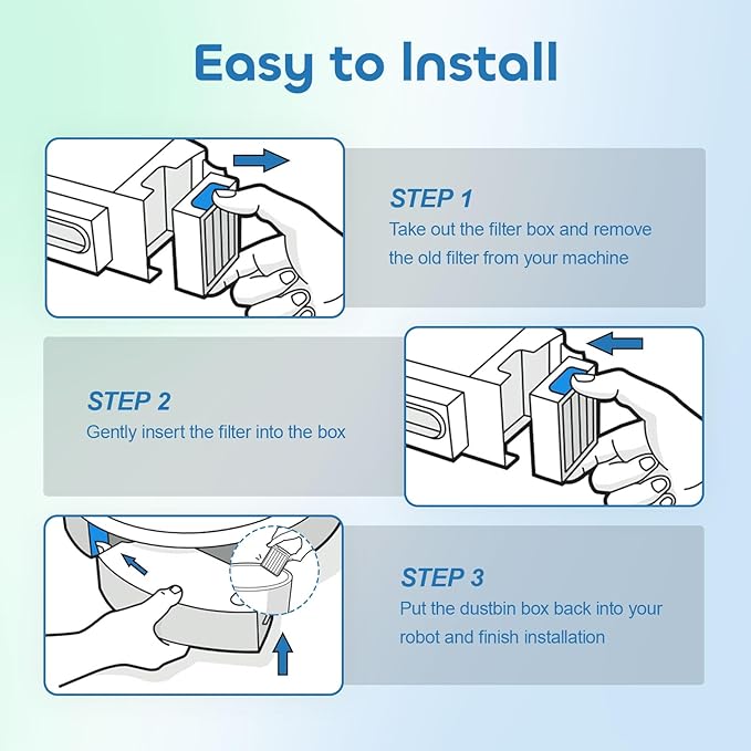 6 Pack Filter Replacements Compatible With i Robot Roomba E I & J Series E5 E6 i1 i1+ i3 i3+ i4 i4+ i5 i5+ i6 i6+ i7 i7+ i8 i8+ NOT for J9, High Efficiency Filter for iRobot Roomba Replacement Parts