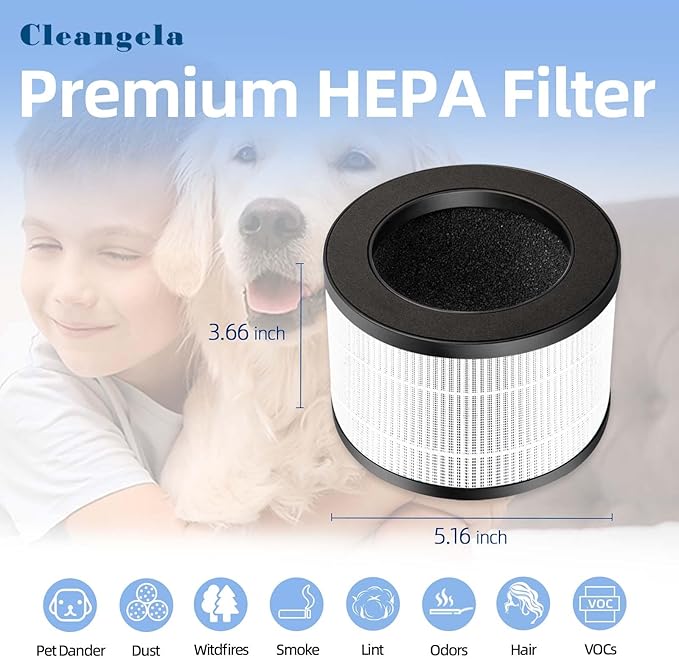 MK01 MK06 TZ-K1 True HEPA Replacement Filters Compatible with Aroeve Air Purifier Filter ToLife TZ-K1 Aroeve MK01 MK06 KN6391/HAP601 Kloudi DH-JH01 POMORON MJ001H, MJ012H EPI081/EP1081 White
