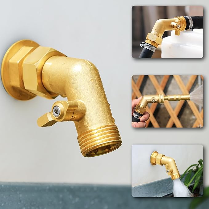Garden Hose Angle Valve 45 Degree Brass Extender Solid 3/4 Inch Hose Elbow with Switch Adapter (45° switch elbow 1PSC)
