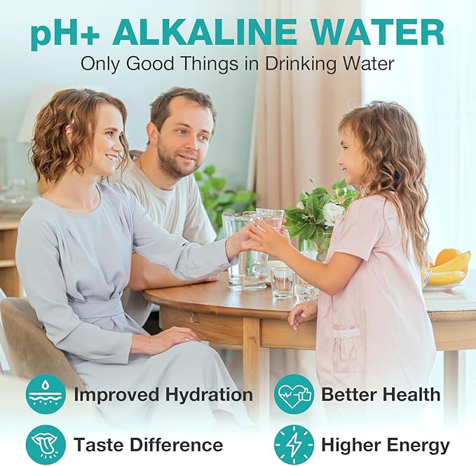 SimPure T1-400ALK Alkaline UV Reverse Osmosis System, NSF/ANSI 58 Certified, Tankless RO Water Filter System 400 GPD, pH+ Remineralization Water Filtration Under Sink, BPA Free, Built-in Pump