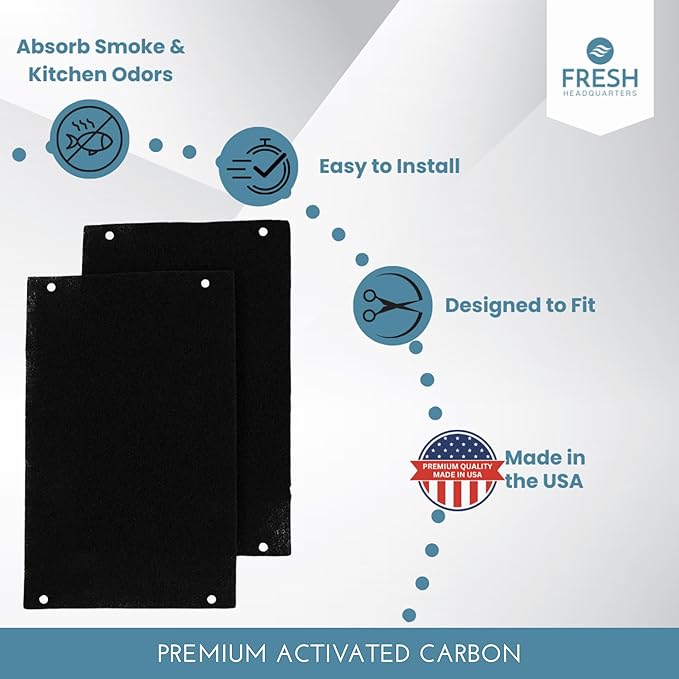 2-Pack Activated Carbon Charcoal Microwave Hood Filters - 10.25" x 7.125" Microwave Hood Filters - Compatible with Whirlpool WML55011HS & WML75011HZ Low‑Profile Models, Made in USA