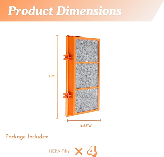 Nispira AER1 Filter Replacement for Holmes Air Purifier Smoke Grabber HAPF30AS-U4R HAPF30AT Odors Dust VOCs Remover 1.2 x 10 x 4.6 Inches, 4 Packs.