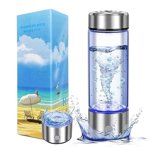 Premium Hydrogen Water Bottle with Advanced Electrolysis Technology, High Borosilicate Glass, Leak-Proof Design, 420ml Capacity, Enhances Skin Health, Sleep Quality, Metabolism, and Vitality