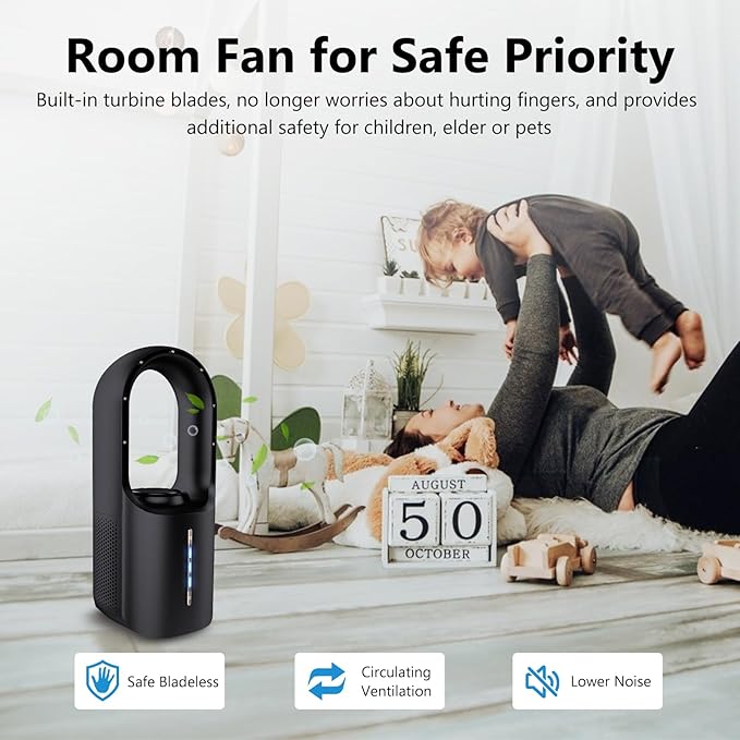 CONBOLA Desk Fan Portable, Aromatherapy Function, Battery Operated Lasting 17 Hours,11.8 Inch Tower Fan with 3speeds, Quiet Cooling,Standing Floor Fans for Office, Home, House (Black)